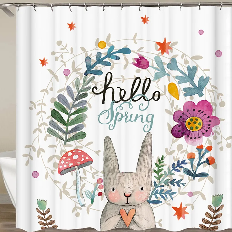 

Cartoon Rabbit Shower Curtains Bathroom Curtain Waterproof Mouldproof Opaque Shower Curtain Safe Dye Environmental Friendly