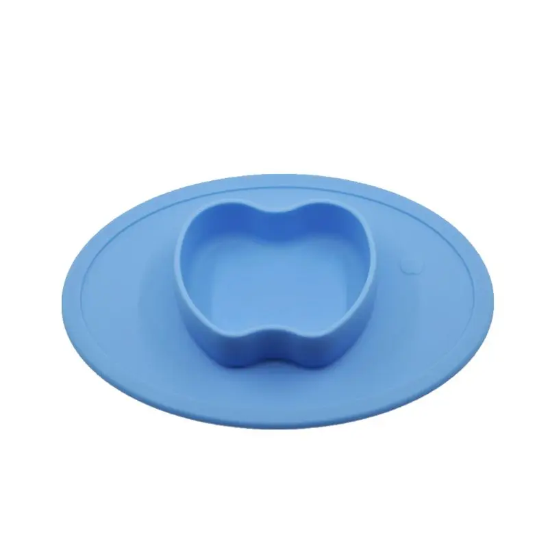 Мультяшный яблочный Противоскользящий силиконовый миска для еды для малышей, поднос для кормления, не пахнет, легкая Очищающая чашка для дома - Цвет: LB
