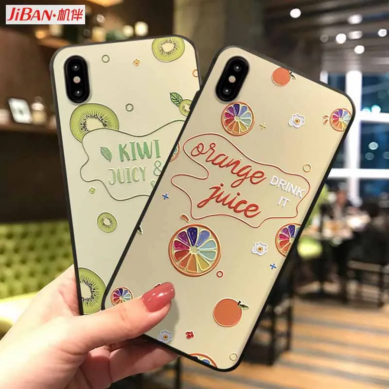 JIBAN For Samsung S10plus Note9 S8 Cover 3D Painted Embossed Fruit Phone Cases XiaoMi 9 8se Mix3 Mix2 Mix2s 6x 5s Wholesale |