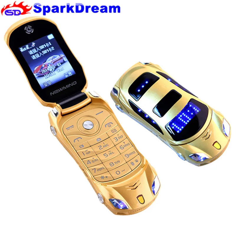

NEWMIND F15 Flip Phone With Camera Dual SIM LED Light 1.8 inch Screen Luxury Car Cell Phone(Can Add Russian keyboard)