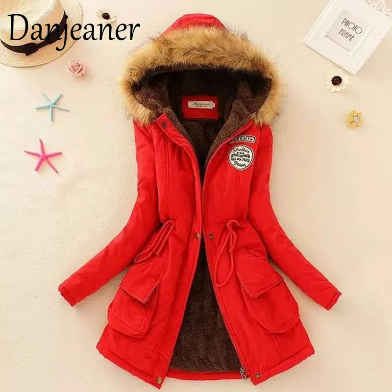 Danjeaner New Parkas Female Women Winter Coat Thickening Cotton Winter Jacket Women Outwear Slim Parkas for Women Winter