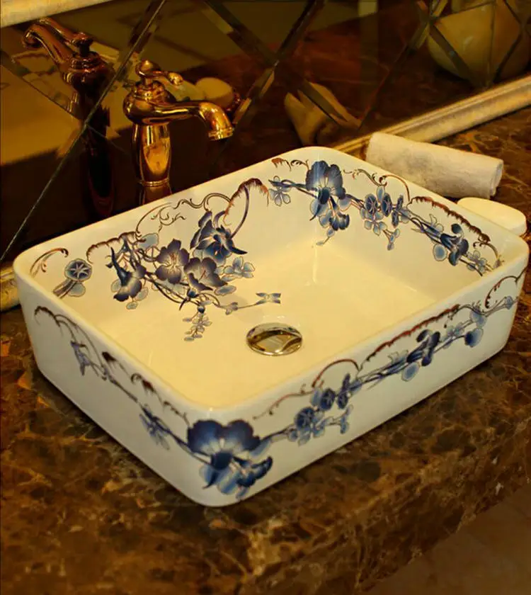 5 формы художественный фарфор овальной и прямоугольной столешницы Lavabo Ванная комната раковина умывальник