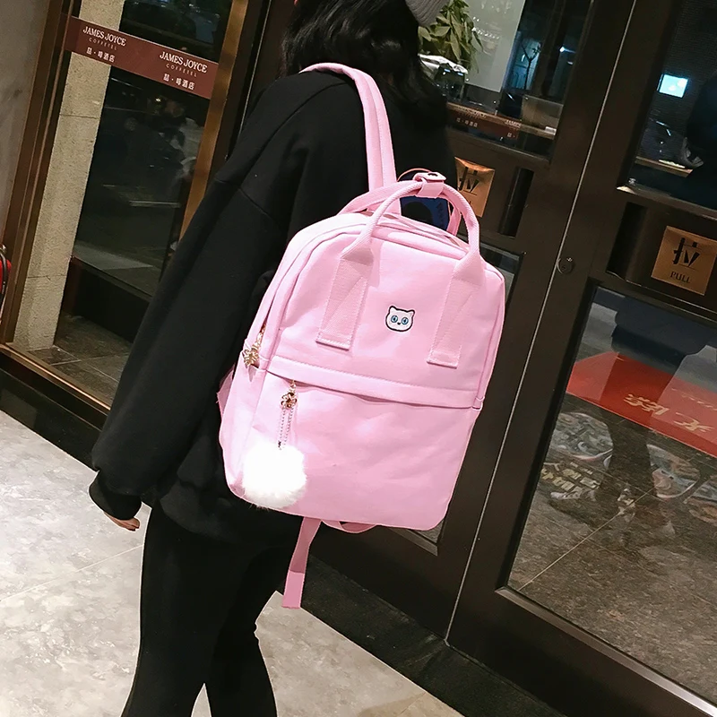 JANESPRI Canvas Backpack Preppy Style School Bags for Teenage Girls Fashion Women Backpack Cute Back Pack Student Bags 4 Colors (15)