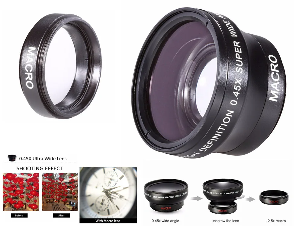 

37mm 0.45X Super Wide Angle Lens w/ Macro for Olympus OMD EM10 II OM-D E-M10 / Mark I II III 1 2 3 with 14-42mm Lenses