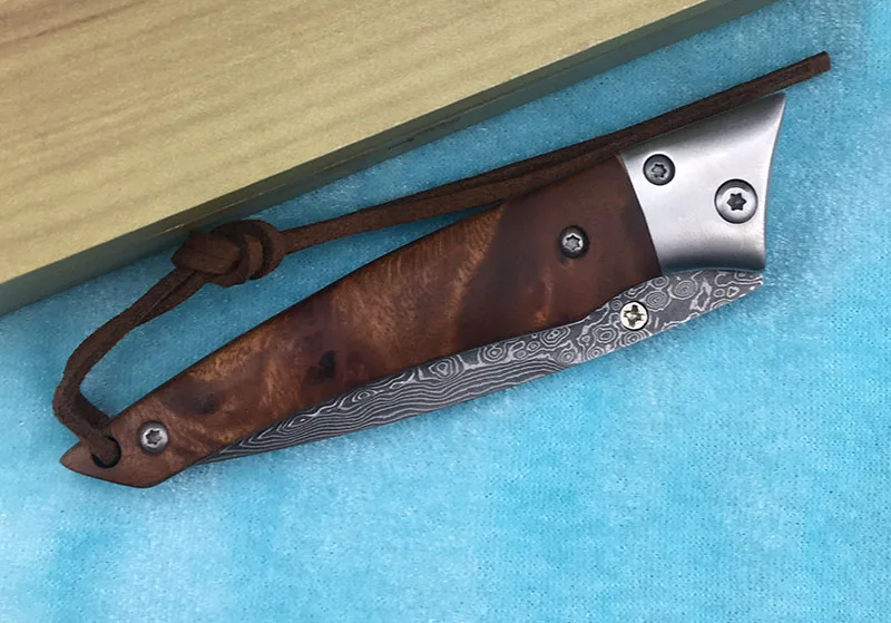 LEMIFSHE 0132 складной нож VG10 лезвие из дамасской стали, сандаловое дерево+ обработка из нержавеющей стали, нож для кемпинга, нож для фруктов, инструменты для повседневного использования