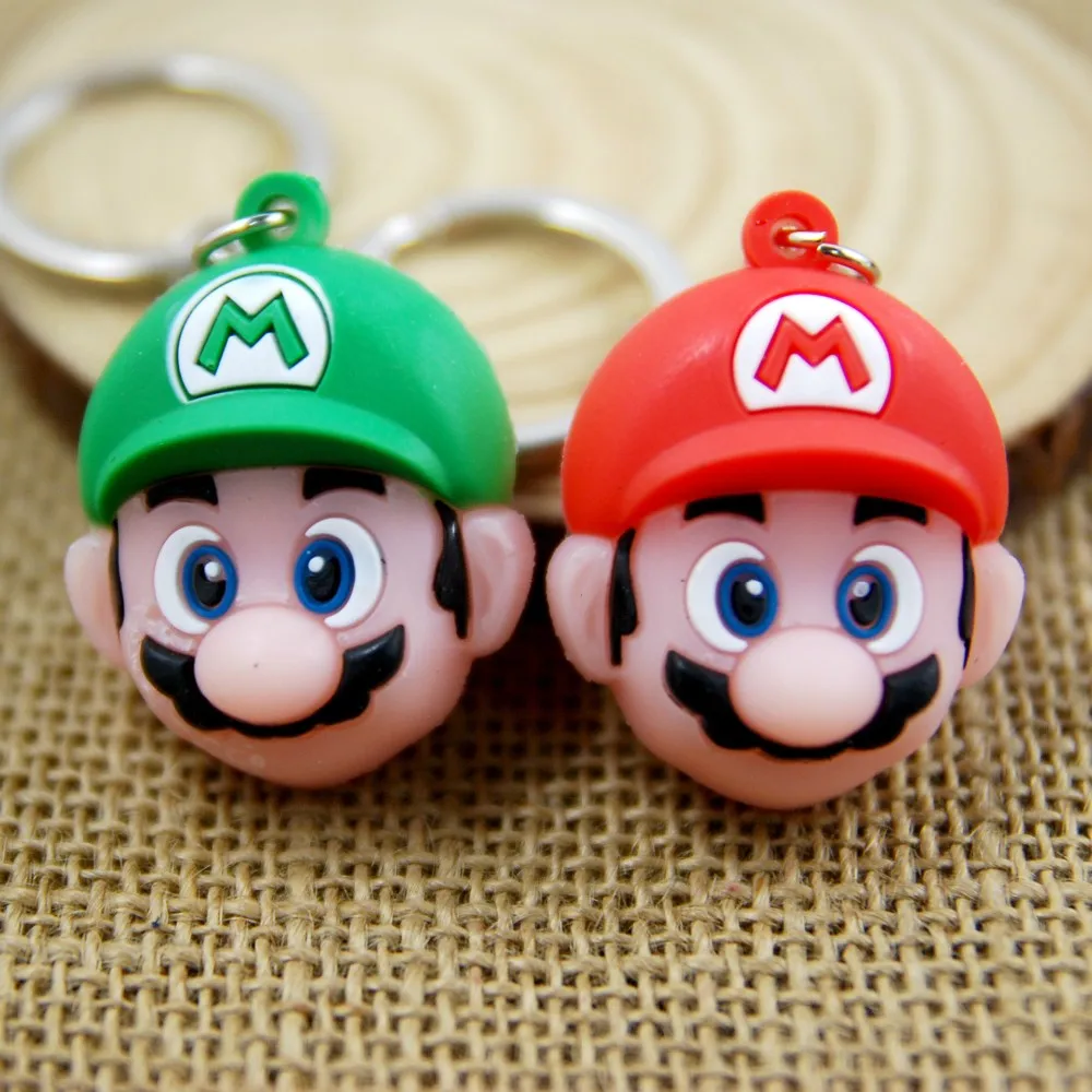 10 шт./лот брелок для ключей из ПВХ в стиле Super Mario Bros милый женщин 3D виде Марио сумки