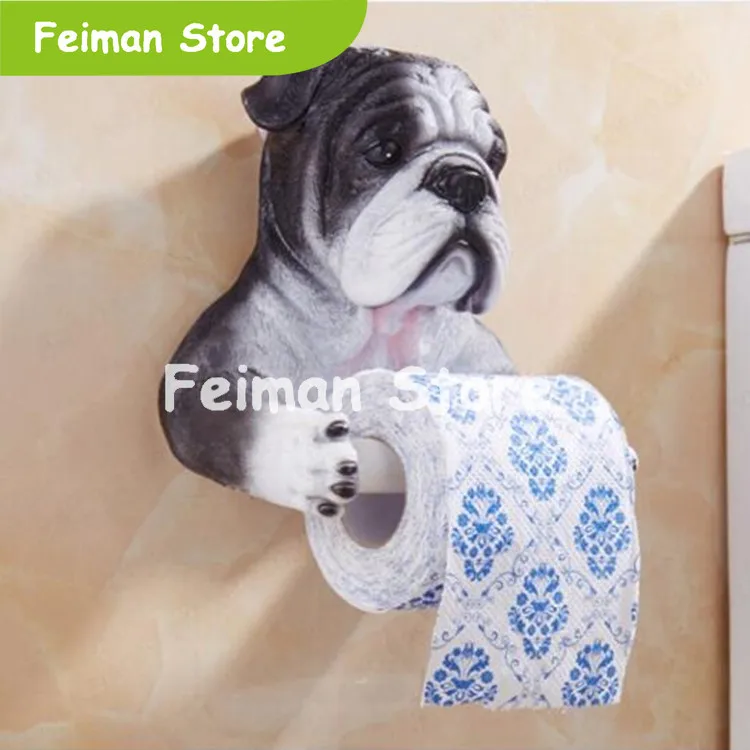 

Gray Dog Toilet Paper Holder Toilet Hygiene Resin Tray Free Punch Hand Tissue Box Household Paper Towel Holder Reel Spool Device