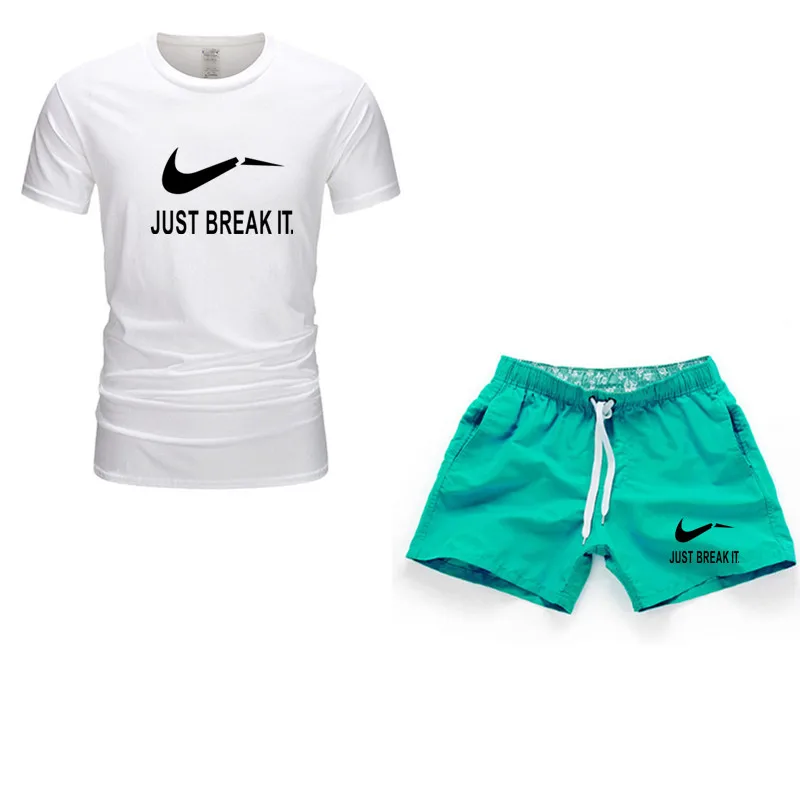 Новые мужские модные комплекты из двух предметов футболки + шорты костюм мужские летние топы футболки Модная Футболка Высокое качество