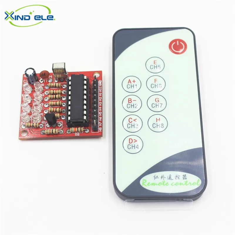 

XIND ELE 8 way IR Jog Remote Control Switch Board Momentary Receiver + 9-key Transmitter For DIY Home Auto and Light