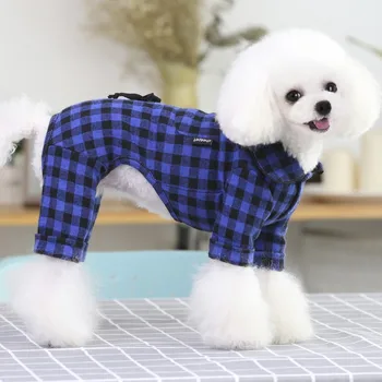 

Pets Dogs Products Apparel Supplies Winter New Fashion Plaid Jumpsuits Clothes