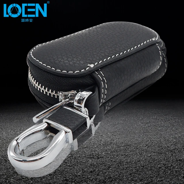 LOEN Car Leather Bag Key Case For Car Keychain Key Cover Case wallet For volvo starline Kia Honda BMW Audi Benz car-styling