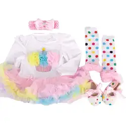 Комплекты с платьем-пачкой для новорожденных девочек комплекты одежды из 4 предметов боди Jan18