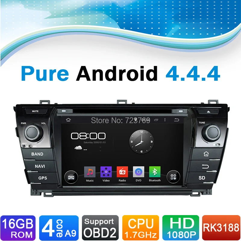 Clearance Pure Android 4.4.4 Car DVD GPS Navigation System for TOYOTA COROLLA  2014 16