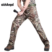 AichAngeI Мужская кожа акулы, флисовая куртка тактические военные камуфляжные мужские брюки зимние армейские водонепроницаемые термо Камуфляжный флисовый брюки