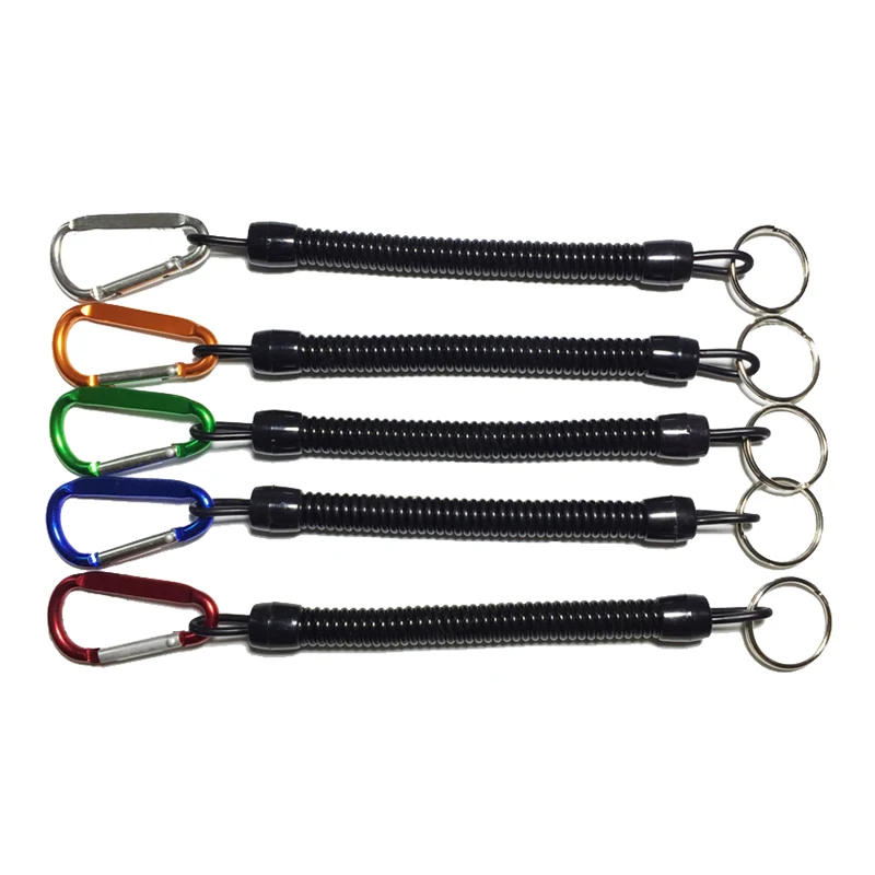 

Key ring, with carabiner and spiral cable, 13 cm, random color