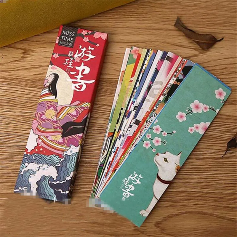 30 шт./партия, милые бумажные закладки в винтажном японском стиле, закладки для книг для детей, школьные материалы
