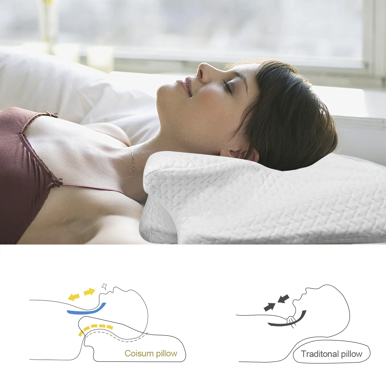 Подушка для шеи с эффектом памяти CPAP эргономичная подушка сна и защитой от храпа