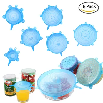 

6pcs/lot Flexible Smile Pattern Silicone Kitchen Fresh Cover Fruit Cup Bowl Dish Plate Sealed Refrigeration Protective Barrier