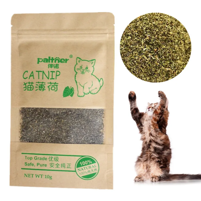 

100% Natural Organic Cat Catnip Mint Leaves Cat Cattle Grass 10g Menthol Flavor Funny Kitten Cat Treat Training Toy Pet Supplies