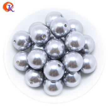 

A62 Cordial Design 100pcs/lot Fashion Jewelry 20mm Acrylic Gray Faux Pearl Chunky Beads For Handmade Necklace CDWB-515023