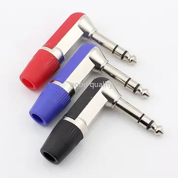 

4pcs Bend 6.35mm Stereo 6.5mm Plug Big Three Core 6.5mm Microphone Plug Dual Channel Audio Adapter