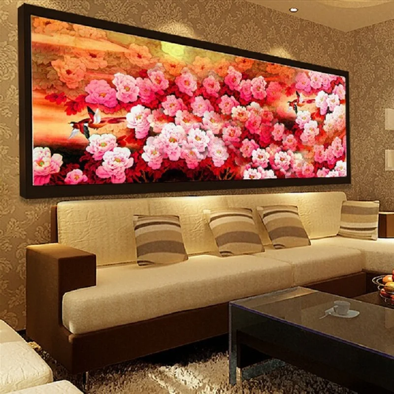 

5D DIY diamond embroidery peony flowers Decorative Painting full mosaic Resin Round Rhinestone landscape needlework Pictures