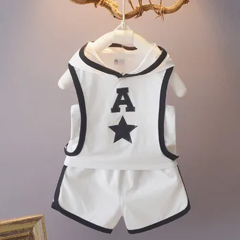 

New Summer Casual Kids Clothing Baby Girls Clothes Sets Hooded Vest Girl Tops T-shirt+Shorts Pants Suits Children's Boy Clothing
