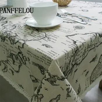 

PANFELOU retro navigation map pattern travel around the world kitchen table cloth tea table cloth cover towel cloth