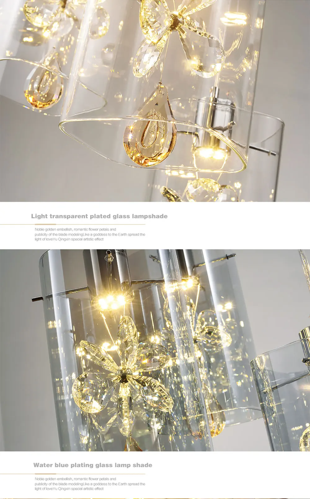 Скандинавские светодиодные подвесные светильники, Кристальный дизайн, простая Подвесная лампа из стекла, для спальни, столовой, современное подвесное освещение, стеклянный абажур