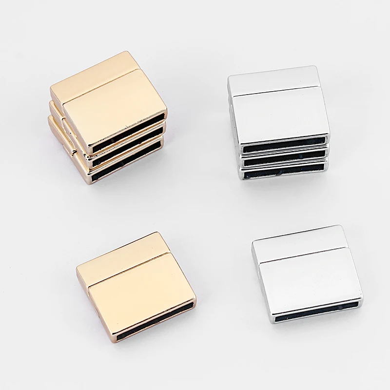 

5 Sets Matte Silver /Rose Gold 20x3mm Rectangular Flat Magnetic Clasp For 10m or 20mm Flat Leather Cord