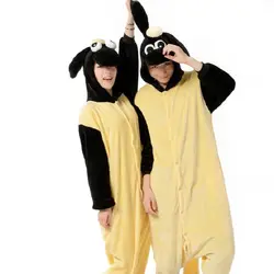 Весь kigurumi Барашек Шон Длинные рукава с капюшоном onesie взрослых фланель мультфильм животных пижамы onepiece Кигуруми для взрослых