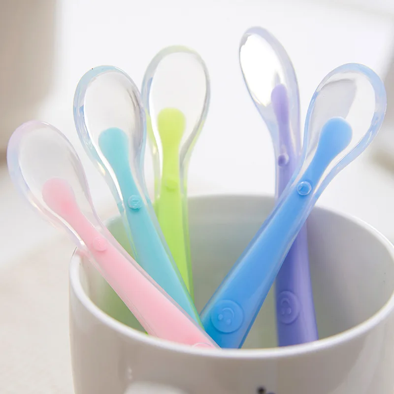 3pcs/lot Baby Spoon Feeding Training Spoon Silicone for Baby Safety Feeding Children Kids Utensils Infant Baby Spoon Cheap Stuff