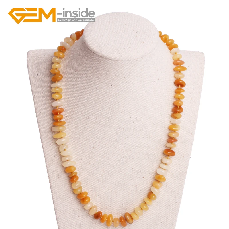 

3-5x10-12mm Yellow Jades Necklace DIY stone Necklace Natural Stone Necklace 18" Gift Free Shipping Wholesale