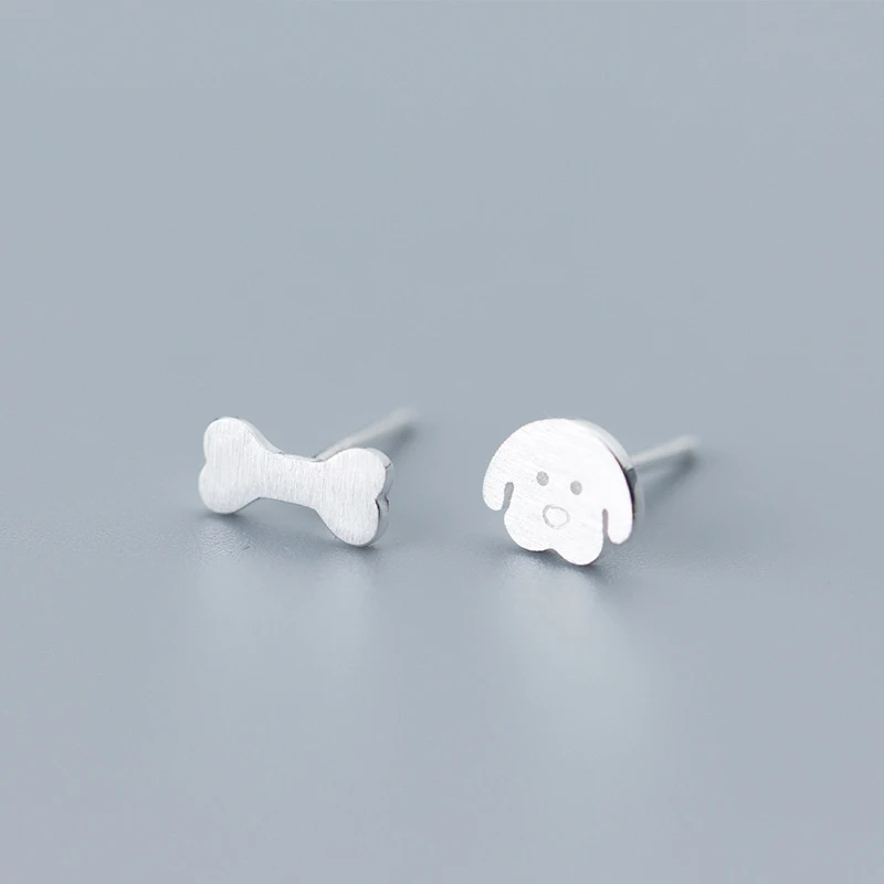 

MloveAcc Hot Sale 925 Sterling Silver Statement Dog & Bone Stud Earrings for Women Girls Sterling Silver Jewelry Gift