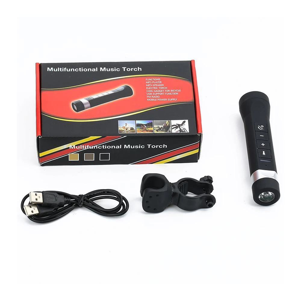 Светодиодный велосипедный светильник-вспышка, портативное зарядное устройство, аккумулятор 18650, Bluetooth, динамик, многофункциональный MP3, FM, USB фонарь, светильник