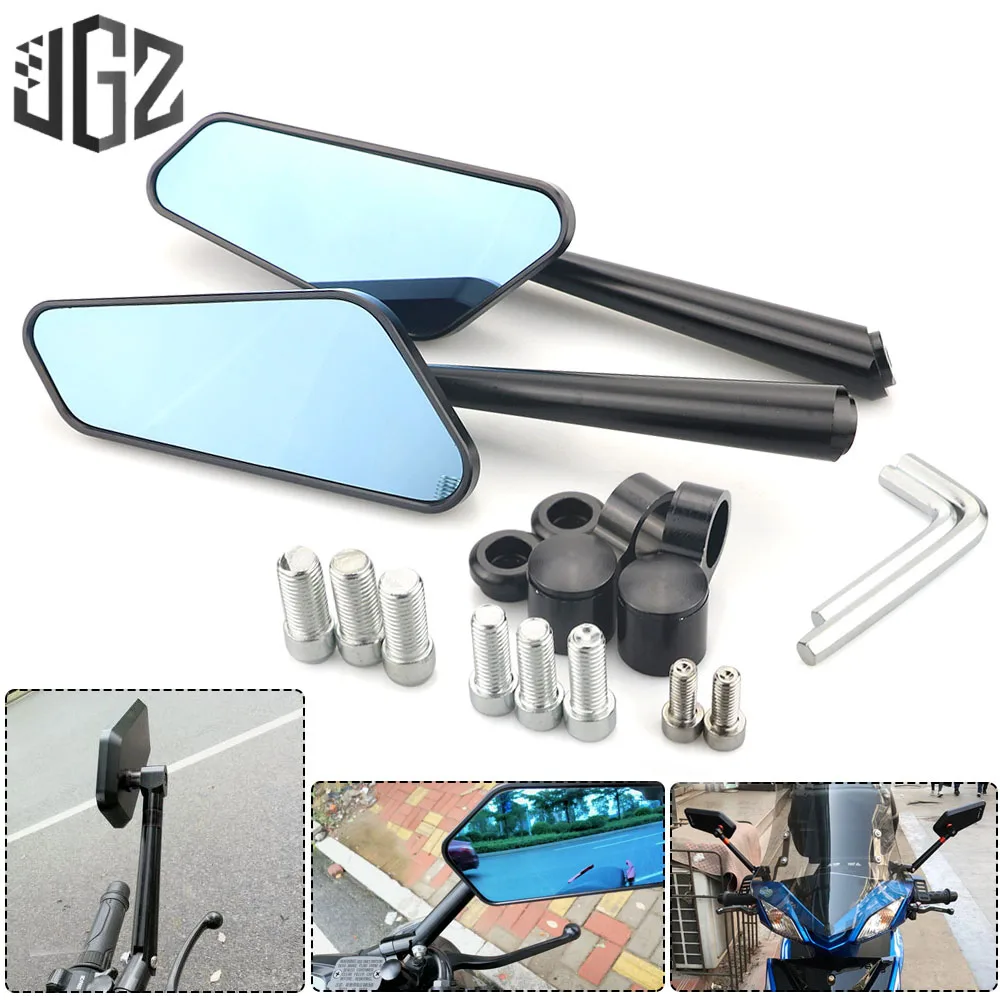 

Motorcycle CNC Aluminum Handlebar Rear View Side Mirrors Universal for Honda Yamaha Kawasaki Suzuki Scooter Chopper Ducati Black