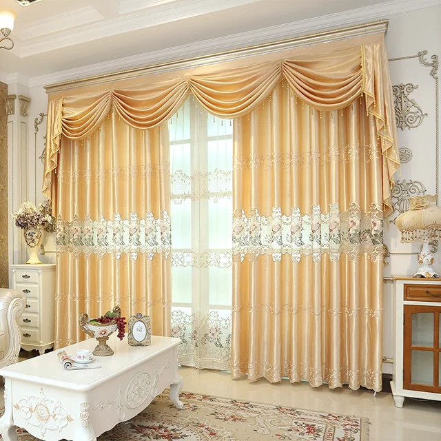 european royal embroidery luxury readymade curtain for living room