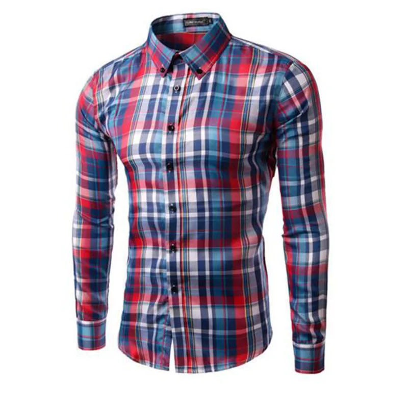 2017 Winter New Arrival Fashion Men Casual Plaid Printed Shirts,Long Sleeve Pure Cotton Comfortable Outdoors Shirts Size S-2XL