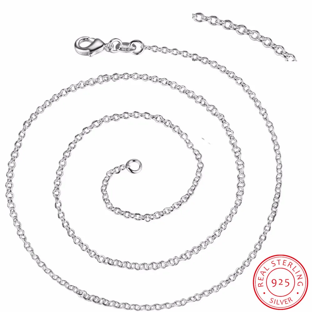 

LEKANI Wholesale Sterling Silver Jewelry Pure Silver Round Rolo Chain Necklace Real Solid 925 Sterling Silver 1mm Link Chains