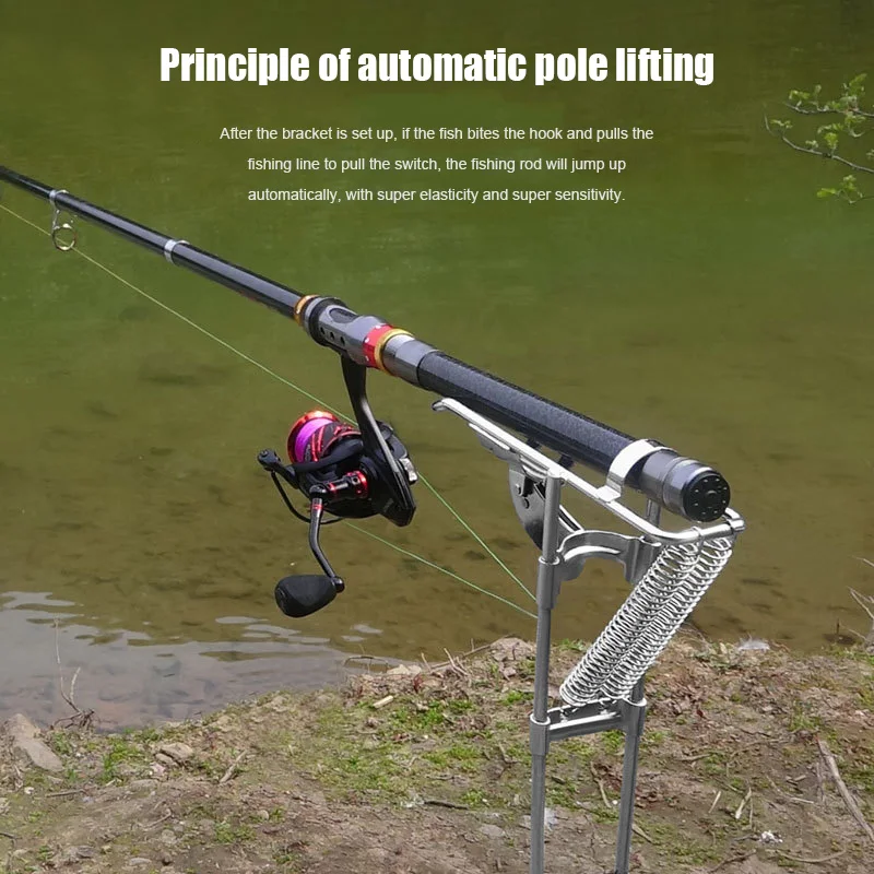 

Stainless Steel Fishing Rod Holder Rack Automatically Pulls Back Portable Double Spring FH99