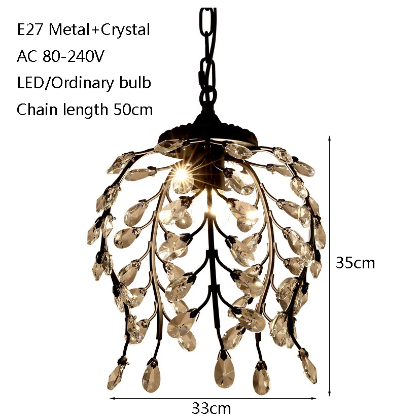 Европейский стиль креативный Простой Хрустальный потолочный светильник E27 Светодиодный Люстра для спальни гостиной столовой Кабинета прохода кафе бара