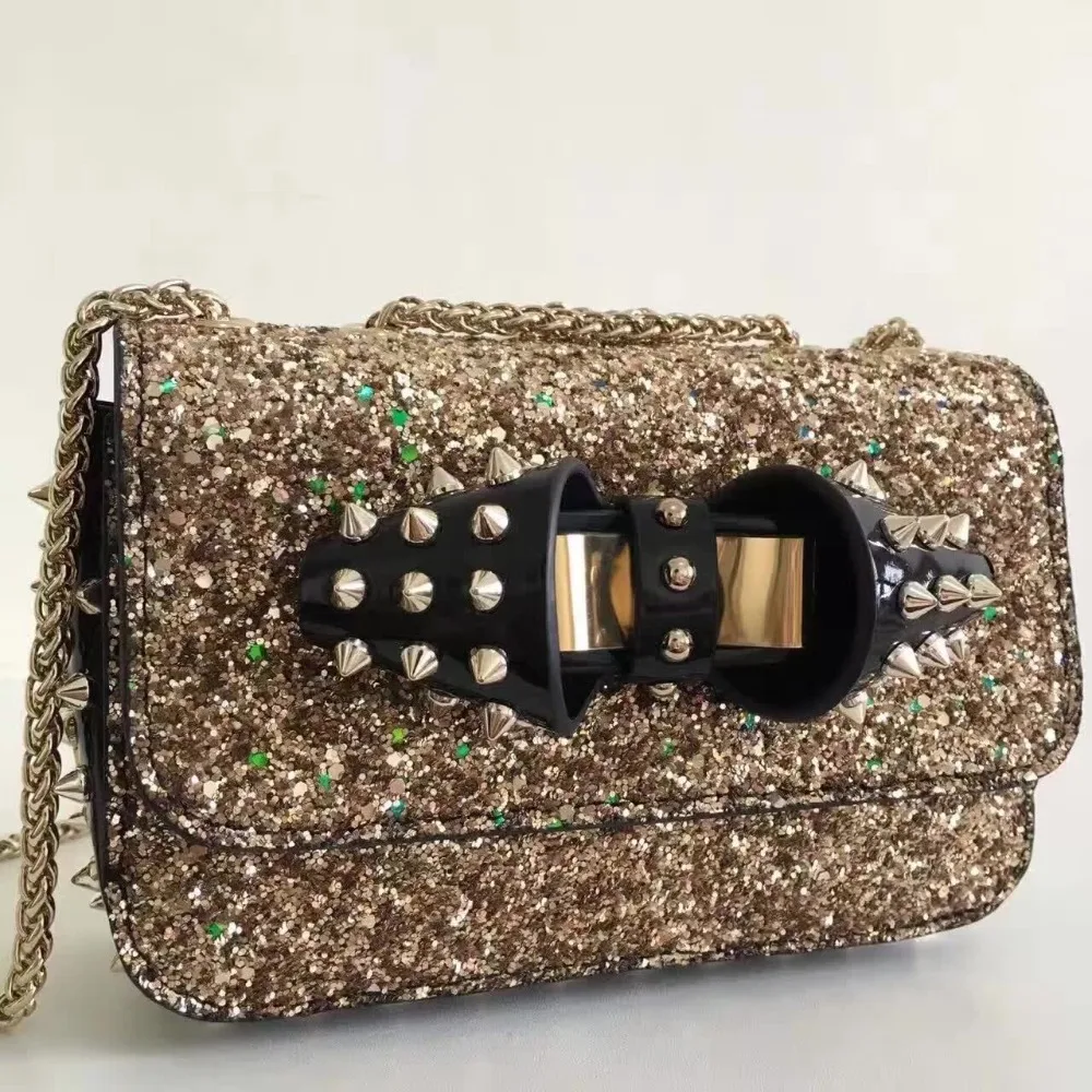 

2017 women luxury designer messenger bags famous brand rivet womens shoulder bags small flap baobao chain party bag bolso mujer