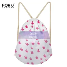 FORUDESIGNS/модные милые сумки на шнурке с рисунком кота, с карманами, с принтом «Hello World», сумка для одежды, дорожный мини-рюкзак