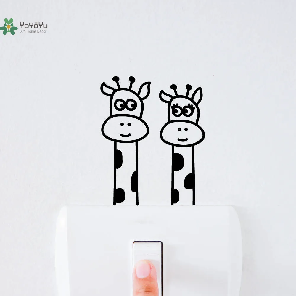 

YOYOYU Vinyl Wall Decal Cute Animal Giraffe Funny Kids Room Door Switch Small Objects Home Decoration Stickers FD559