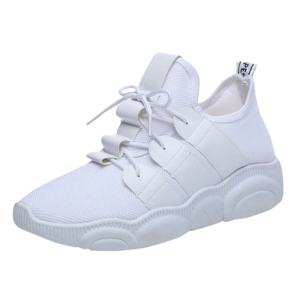 

SAGACE 2019 Women's Mesh Flats Platform Sneakers Lace-Up Fashion Breathable Casual Female Vulcanize Shoes Student Shoes