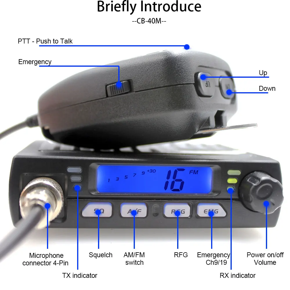 Ultra Mini CB-40M 25.615-30.105MH 8W Citizen band CB Radio Mobile Transceiver Compact AM/FM Car radio same with AC-001 AR-925