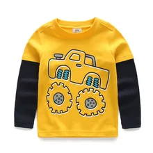 Boys T shirt Kids Tees Baby Child Boy Cartoon Spring Children Tee Long Sleeve Stitching Cotton