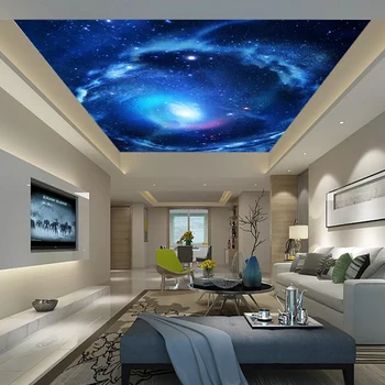 

Custom 3D Photo Wallpaper For Living Room Bedroom Ceiling Decoration Mural Universe Starry Sky Ceiling Fresco Wall Mural Paper