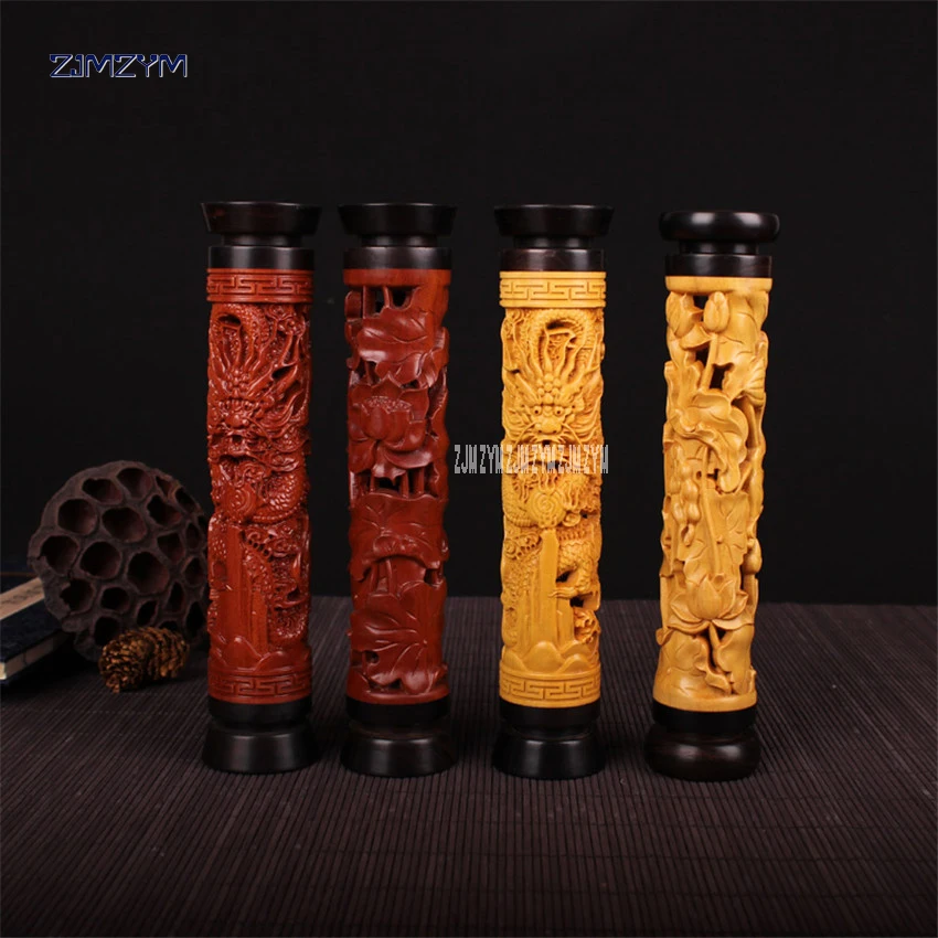 Ebony Vertical Boxwood Censer Lotus /dragon Hollow Incense Round Wood
