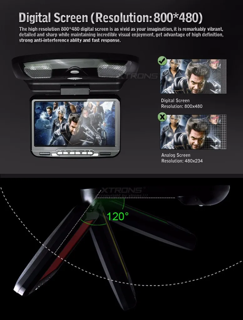 Top 9" Black Color Car Roof Monitor DVD Flip Down Car DVD with Built in IR/FM Transmitter & Built-in Speaker (Grey & Beige Optional) 1